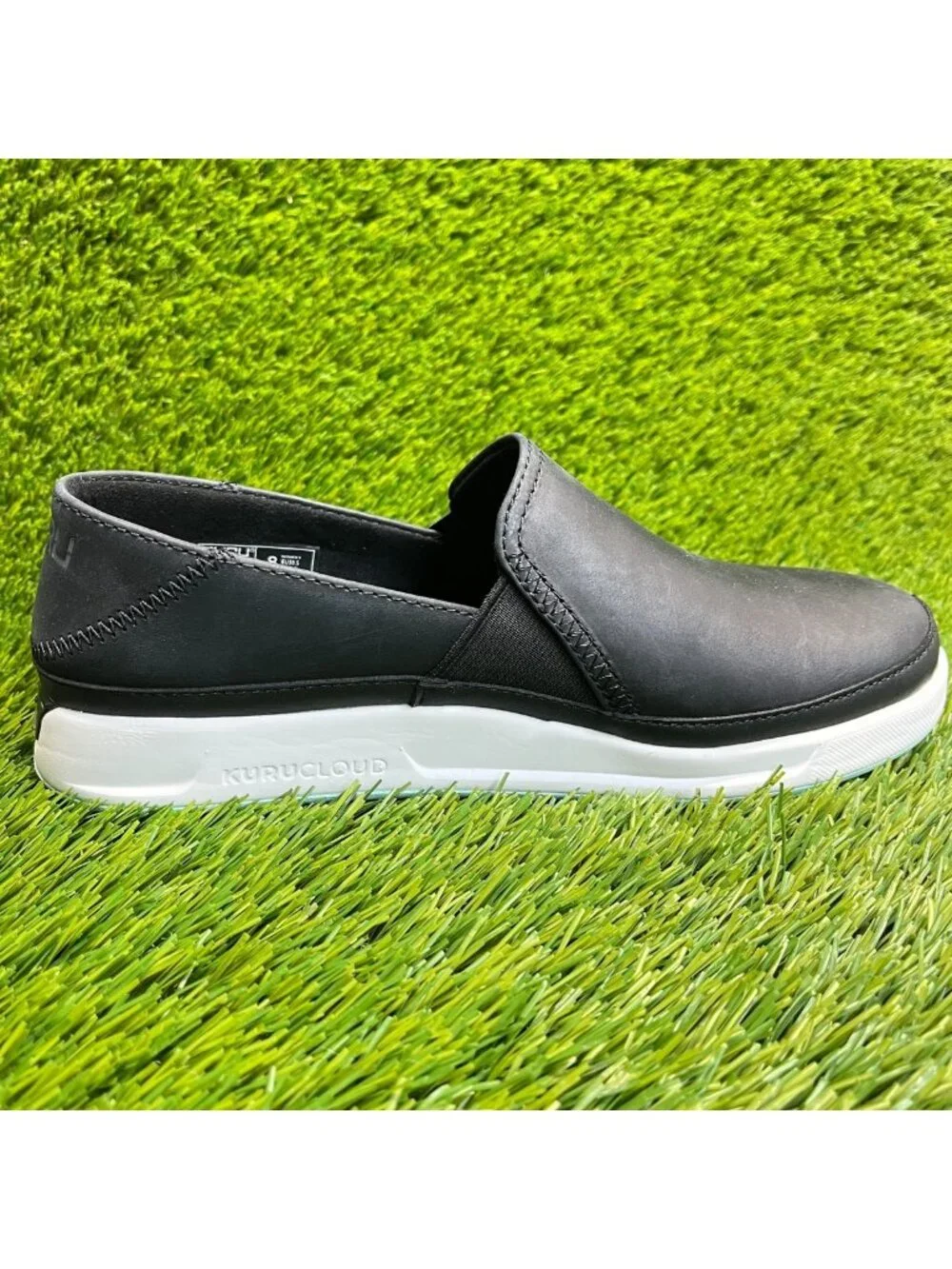 Kuru Roam Atla Womens Size 8 Black White Casual Walking Leather Slip-On Shoes